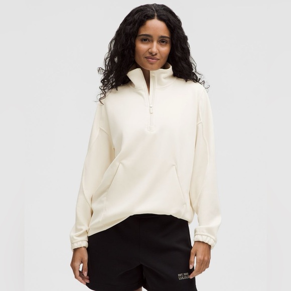 Lululemon•Softstreme Half-Zip Long•NEW FIT•Light Ivory•Pullover Oversized•NWOT•M - Picture 1 of 16